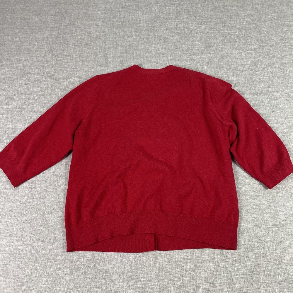 Eileen Fisher Cardigan Sweater Womens Large Red Cotton Cashmere Button Knit - Picture 8 of 9